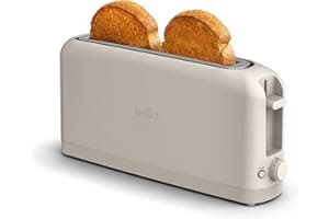 bella 2 Slice Slim Toaster, Fits-anywhere™ Kitchenware, 6 Setting Shade Control with Reheat & Cancel Buttons, Fits sourdough, 10” Long Slot, Anti Jam & Auto Shutoff, 900 Watt, Oatmilk