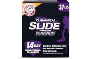ARM & HAMMER Clump & Seal SLIDE Platinum Multi-Cat Clumping Cat Litter, Easy Clean Technology with No Scrubbing, 14-Day Odor Control, 37 lbs