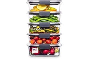 Rubbermaid Brilliance Tritan Plastic Food Storage Containers BPA Free Airtight Lids Ideal for Lunch Meal Prep & Leftovers Set of 5 (3.2 Cup)