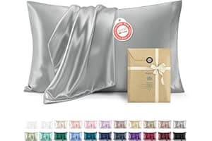 Bedsure Satin Pillowcase, Similar to Silk Pillow Cases Queen Size Set of 2, Cooling Pillow Case Covers with Envelope Closure, Room Decor Gifts for Women Men, Silver Grey, 20x30 Inches, 2pcs