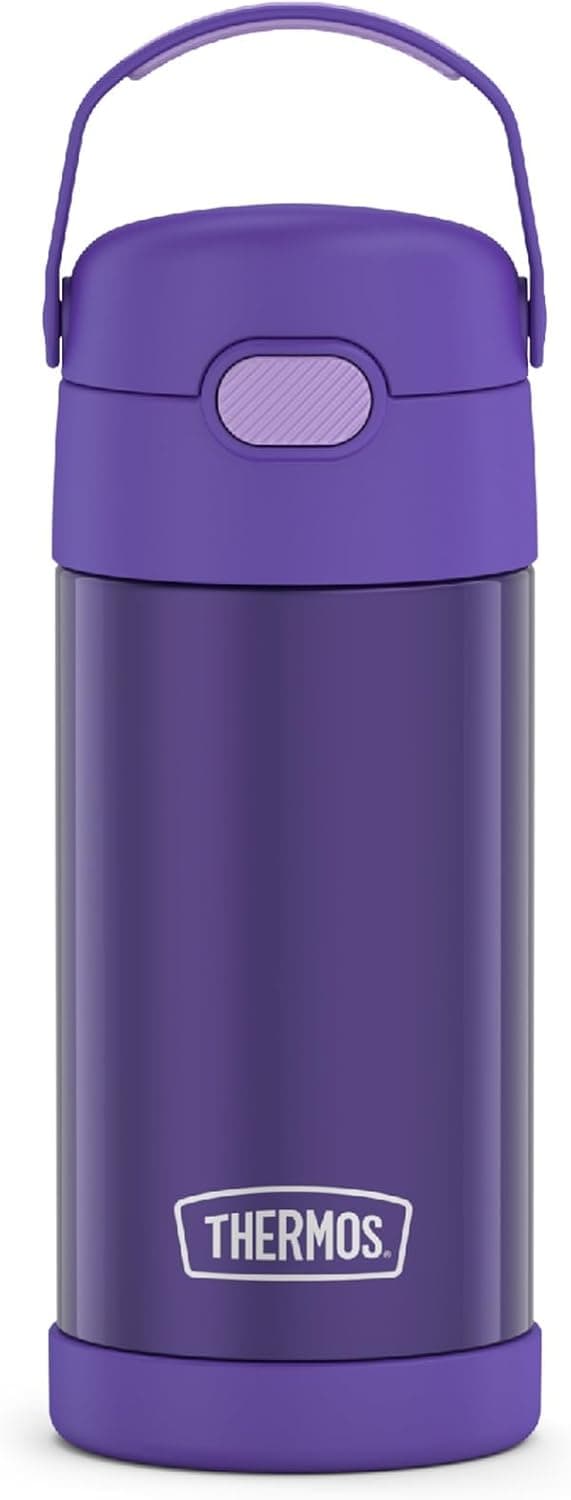 THERMOS FUNTAINER Water Bottle with Straw - 12 Ounce - Kids Stainless Steel Vacuum Insulated Water Bottle with Lid, Violet