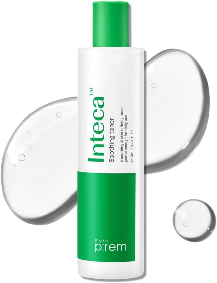 Make P:REM INTECA Soothing Toner, Acne-Prone Facial Toner for Sensitive Skin, Quick-Calming Vegan Toner with CICA Complex, Korean Skin Care, 6.76 Fl Oz, 200ml