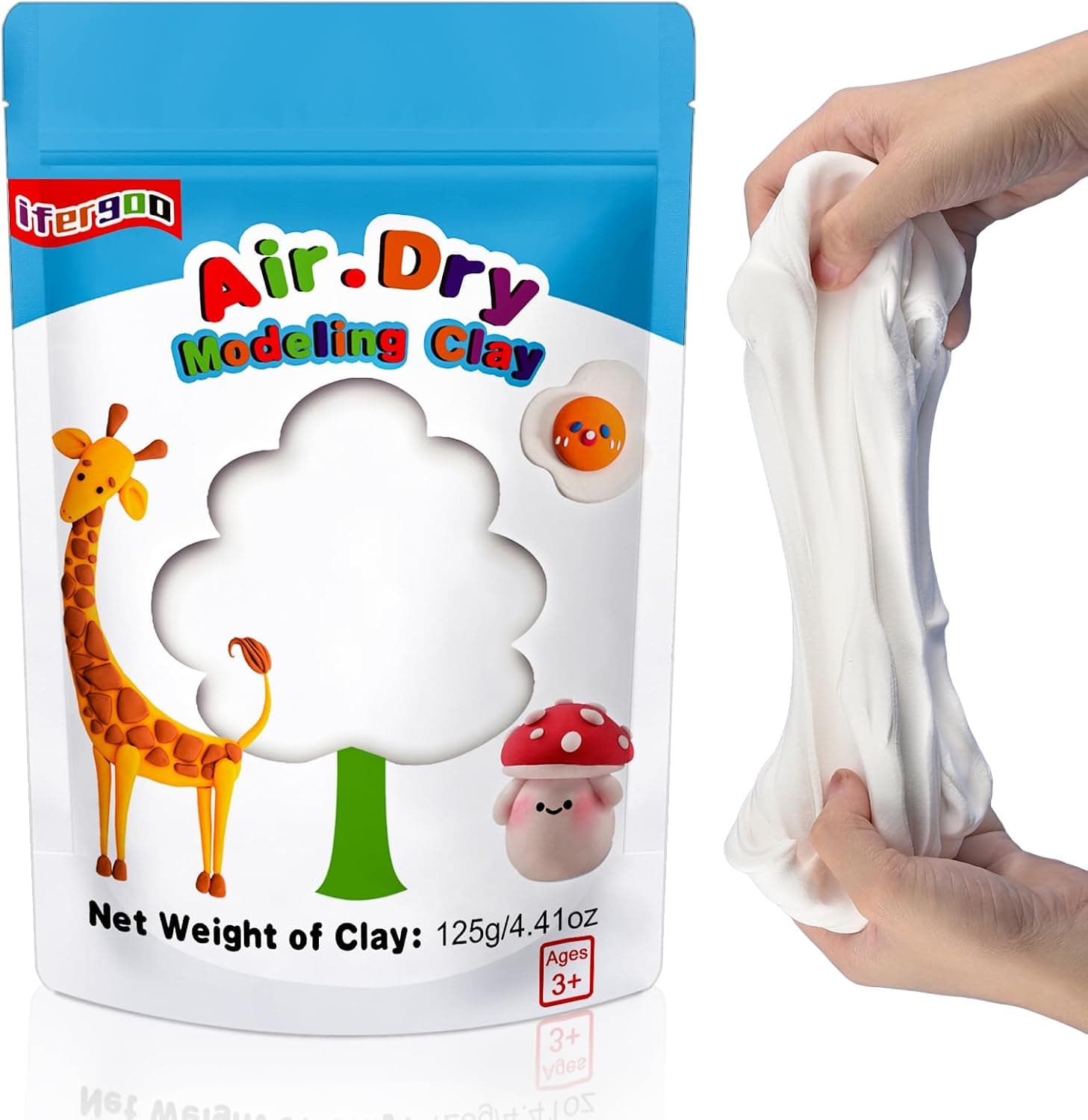 ifergoo Foam Modeling Clay, White Air Dry Clay, Super Light Magic Clay for School Art & Craft Project, Soft, No-Sticky & Non-Toxic, Best Gift for Age 3-12 Kids